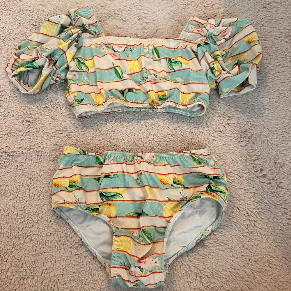 Kids Lemon Print Bikini Set